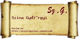Szina Györgyi névjegykártya